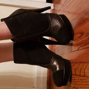 High heeled suede ankle boots